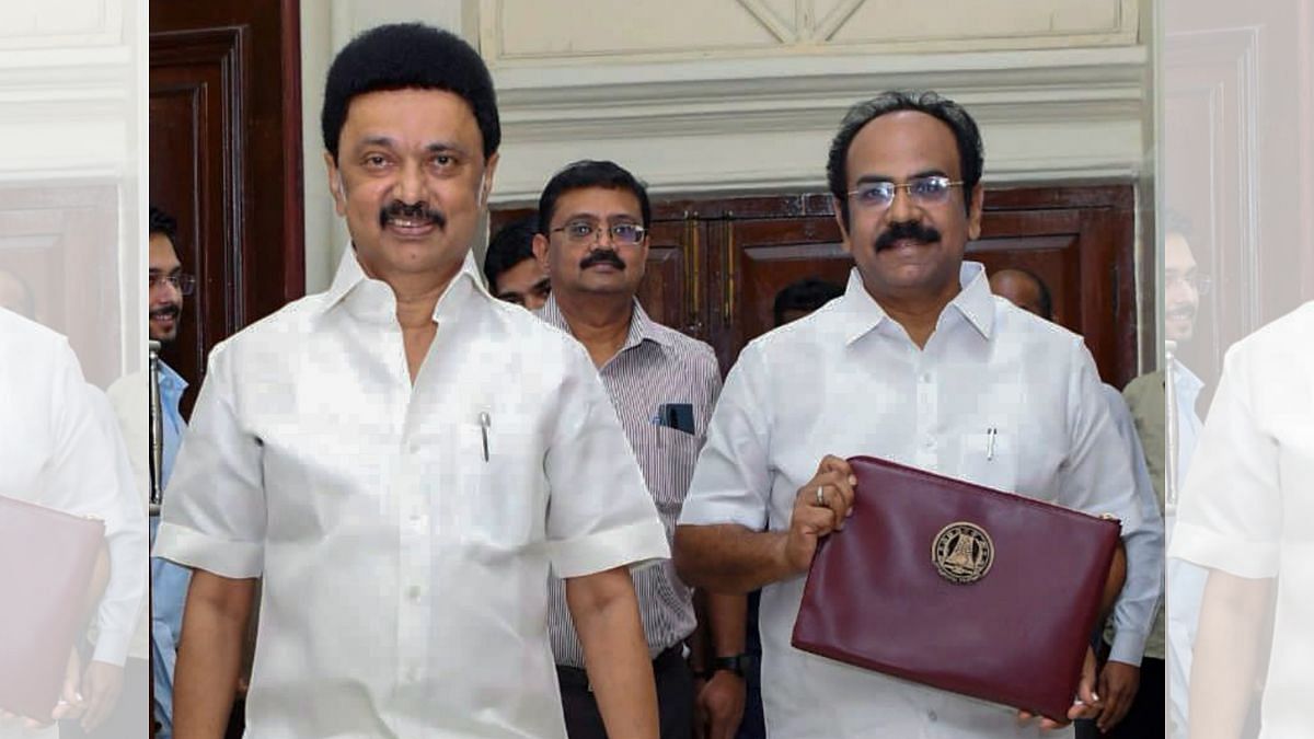 Tamil Nadu Finance Minister Thangam Thennarasu holding a briefcase containing the documents of the State Budget 2024–25, arrives with State Chief Minister MK Stalin to present it in the Budget Session of the State Assembly | Photo: ANI 