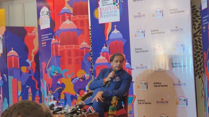 Congress MP Shashi Tharoor at Jaipur Literature Festival 2024 | Photo: Mahira Khan, ThePrint