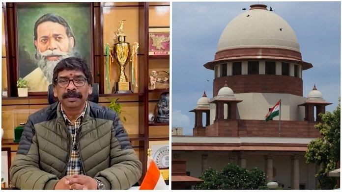 Hemant Soren (Left) and Indian Supreme Court (right) | via PTI/ Manisha Mondal | ThePrint