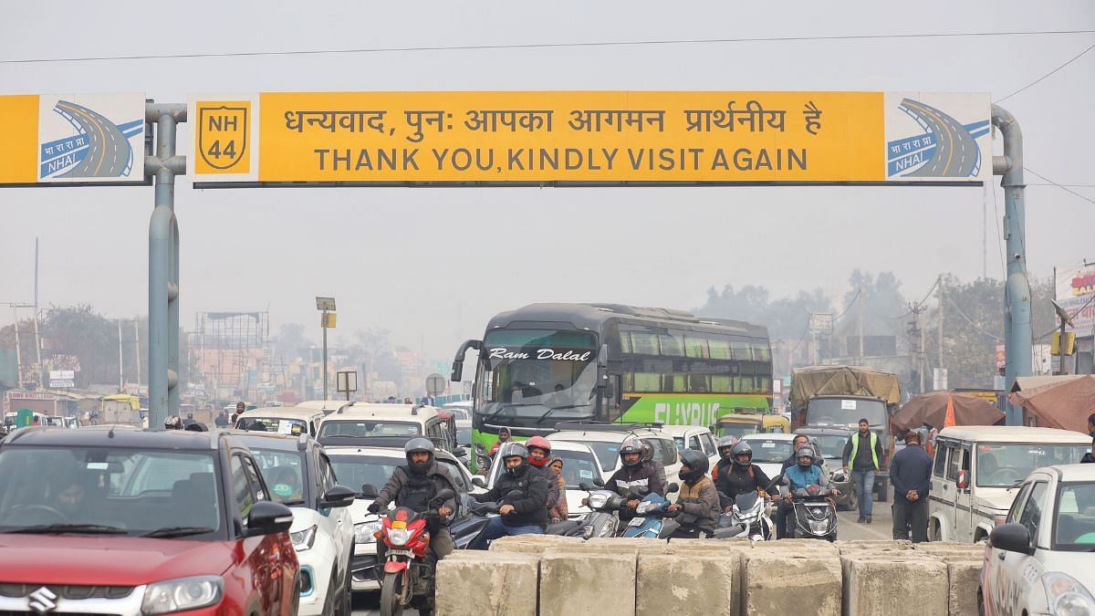 Traffic snarls at Delhi's Singhu border | Photo by Manisha Mondal, ThePrint