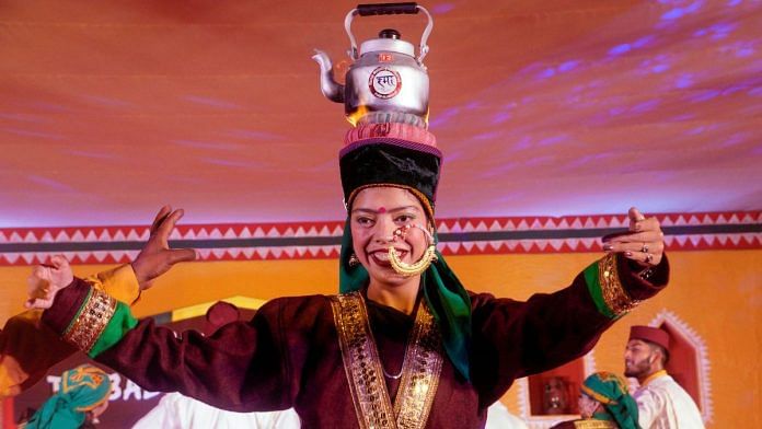 An artist from Uttarakhand performs a traditional folk dance during the National Tribal Dance Festival 2023 | Representational image | ANI