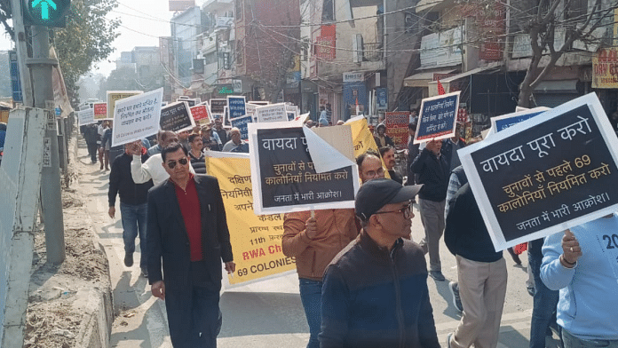 Residents take out march in south Delhi's Chattarpur, Sunday | By Special Arrangement