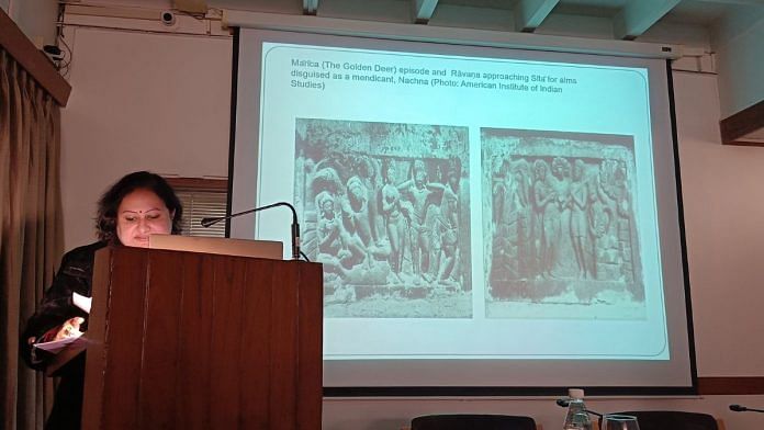 Aparajita Bhattacharya, associate professor at the Centre for Historical Studies, JNU led an hour-long presentation at the India International Centre, Delhi on narrative panels. | Krishan Murari | ThePrint