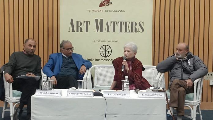 L-R: Ravi Agarwal, YS Alone, Laila Tyabji and Gauhar Raza at 89th edition of 'Art Matters' | Photo: Debdutta Chakraborty, ThePrint