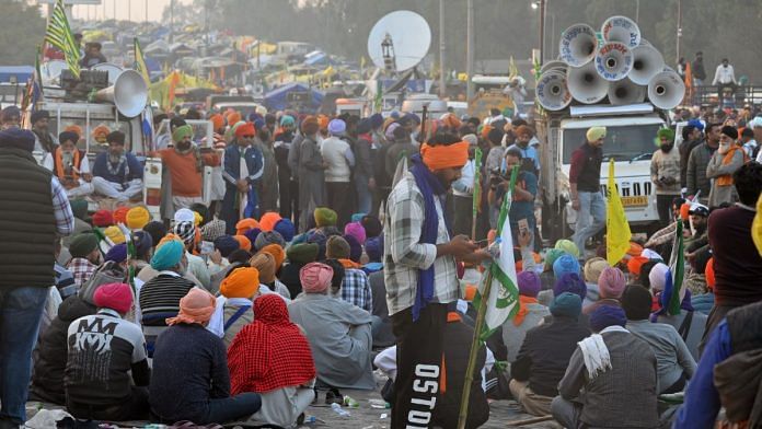 Farmers at the Shambhu border during their 'Delhi Chalo' protest march, February 15, 2024 | Representative image | ANI