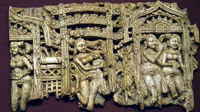 Decorative plaque from a chair or throne, Kushan, Begram, Afghanistan, Photographer: Merryjack, c. 100 CE, Ivory, Image courtesy of Flickr