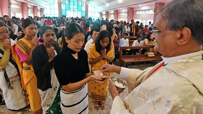 File photo of devotees at Saint Joseph Church in Guwahati | ANI