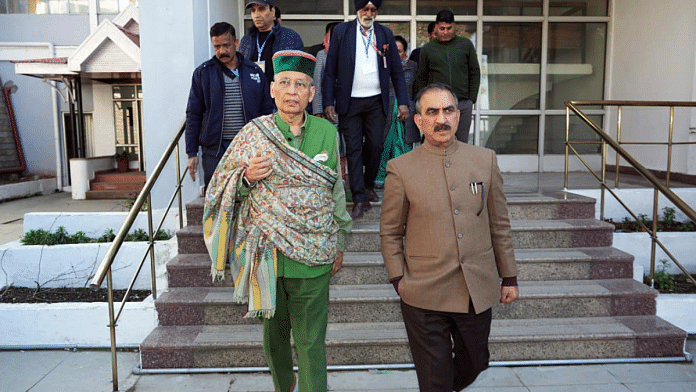 File photo of Congress RS candidate from Himachal Pradesh Abhishek Manu Singhvi along with Chief Minister Sukhvinder Singh Sukhu | ANI