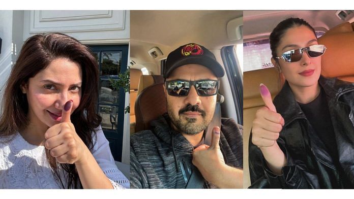 Actors Mahira Khan, Ahmed Ali Butt and Ayeza Khan shared pictures of their inked thumbs and urged citizens to vote | Instagram