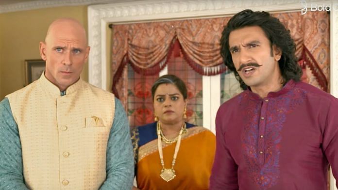 A screenshot from the ad featuring Ranveer Singh and Johnny Sins