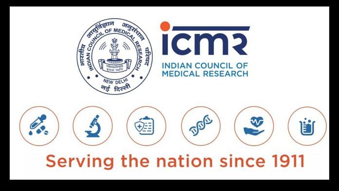 Logo of Indian Council of Medical Research (ICMR) | Photo: ‘X’ (formerly Twitter) @ICMRDELHI