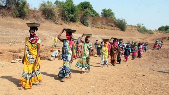 Women labourers doing MGNREGA work in Tikri village | Representative image | ANI