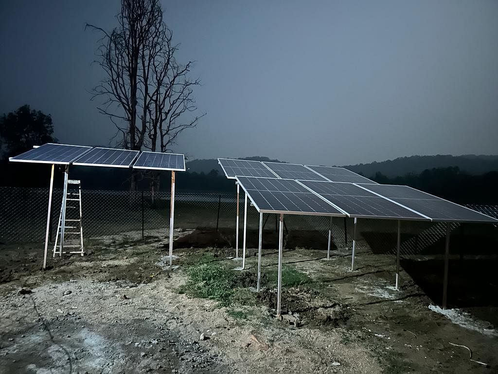The solar panels that power the watchtower and the telescope | Photo: Akanksha Mishra, ThePrint