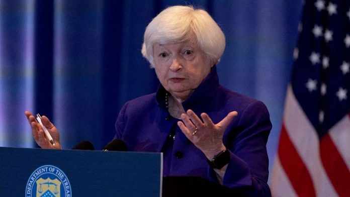 U.S. Treasury Secretary Janet Yellen attends a press conference in San Francisco, California, U.S., November 10, 2023. REUTERS/Carlos Barria/File Photo