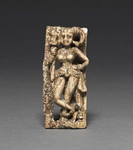 Young Woman with a spear, Kushan, Begram, Afghanistan, 50–200 CE, Ivory, 9 x 4 x 1.7 cm, Image courtesy of the Cleveland Museum of Art