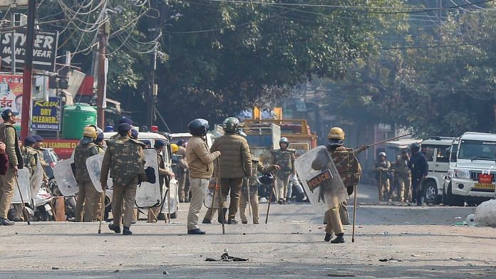 Police personnel at Haldwani's Banbhoolpura area a day after violence erupted over the demolition of an 'illegally-built' madrasa | Suraj Singh Bisht | ThePrint