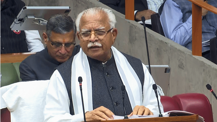 Haryana Chief Minister Manohar Lal Khattar presents the state budget at the state legislative assembly in Chandigarh on 23 February. | ANI