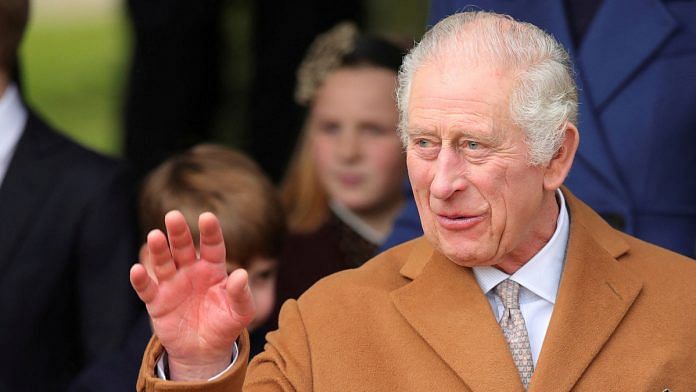 File photo of Britain's King Charles attends the Royal Family's Christmas Day service at St. Mary Magdalene's church, as the Royals take residence at the Sandringham estate in eastern England, Britain December 25, 2023 | Reuters