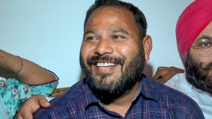 AAP councillor Kuldeep Kumar after the Supreme Court declared him as winner and Mayor of union territory of Chandigarh, in Chandigarh, Tuesday, Feb. 20, 2024 | PTI