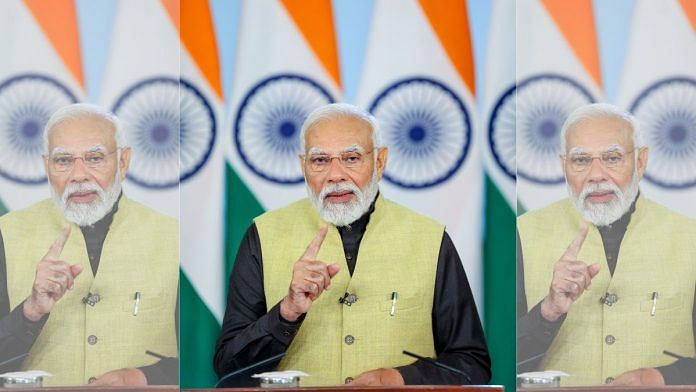 Prime Minister Narendra Modi addresses Ashwamedha Yagya organized by the Gayatri Parivar through a video message, on Sunday/ANI Photo