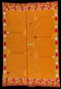 Zigzag-patterned Bagh, Pakistan, Early to mid-20th century, Cotton plain weave with silk embroidery, 205.7 x 137.2 cm | Image courtesy of Philadelphia Museum of Art.