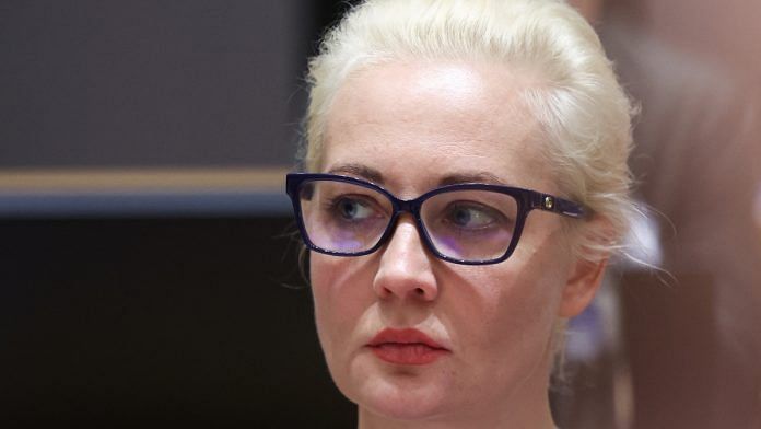 Yulia Navalnaya, the widow of Alexei Navalny, takes part in a meeting of European Union foreign ministers in Brussels, Belgium February 19, 2024 | Pool via Reuters