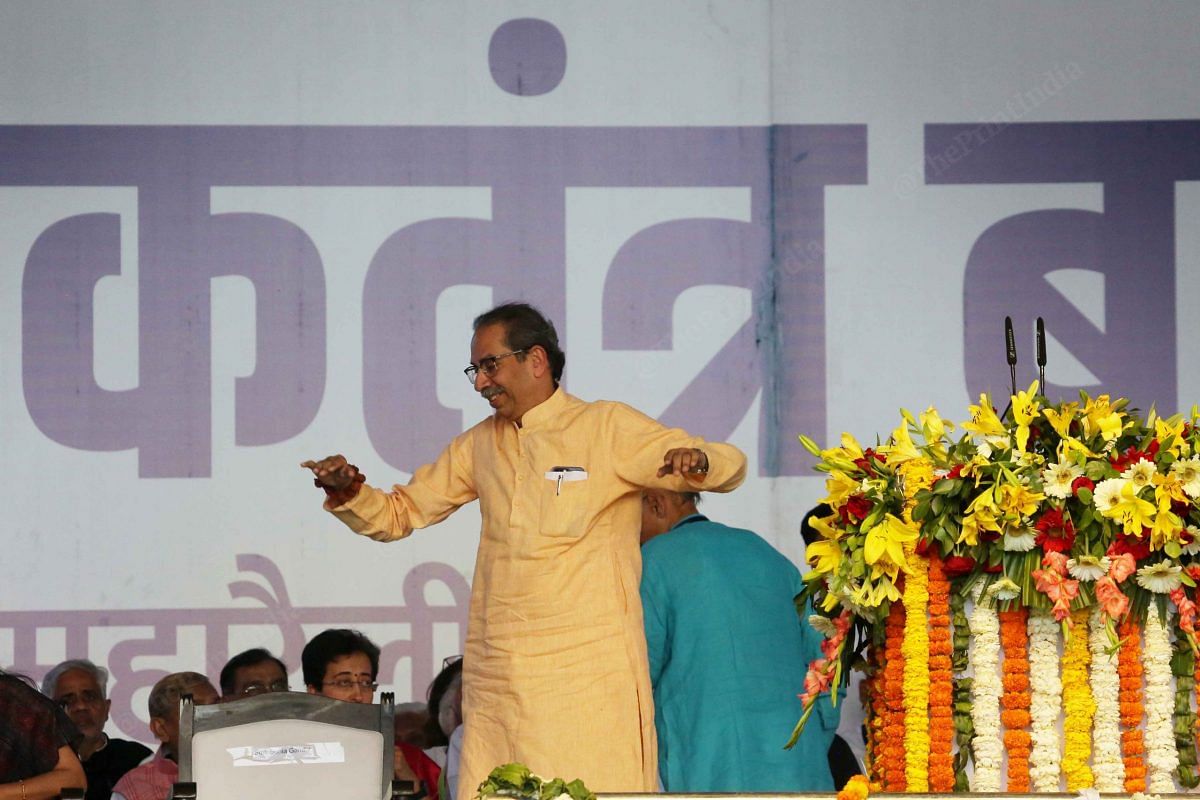 Maharashtra MLA Uddhav Thackeray after addressing the crowd | Photo: Praveen Jain | ThePrint