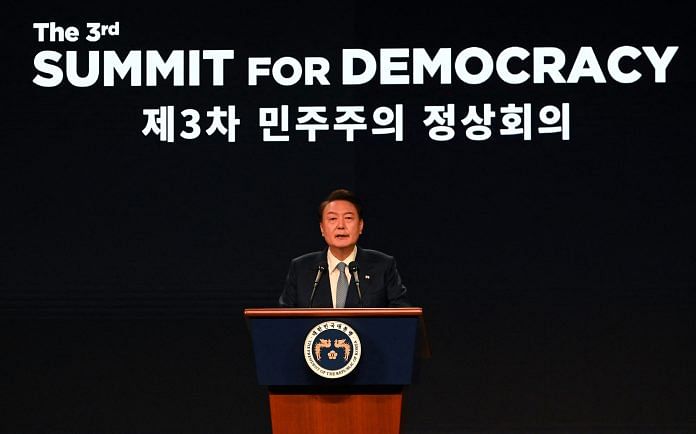 South Korean President Yoon Suk Yeol speaks at 3rd Summit for Democracy | Reuters/Kim Min-Hee