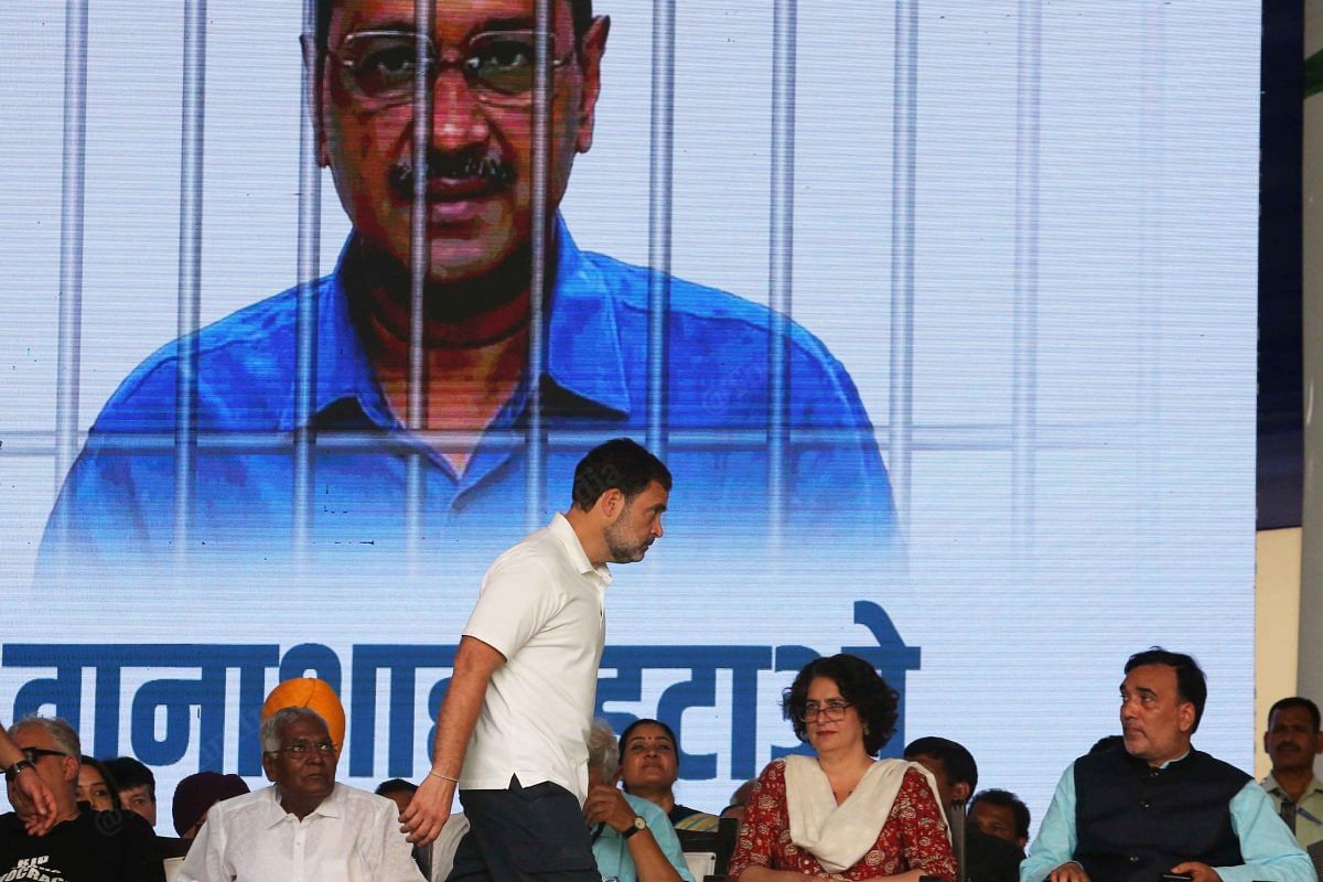 Rahul Gandhi enters the rally | Photo: Praveen Jain | ThePrint