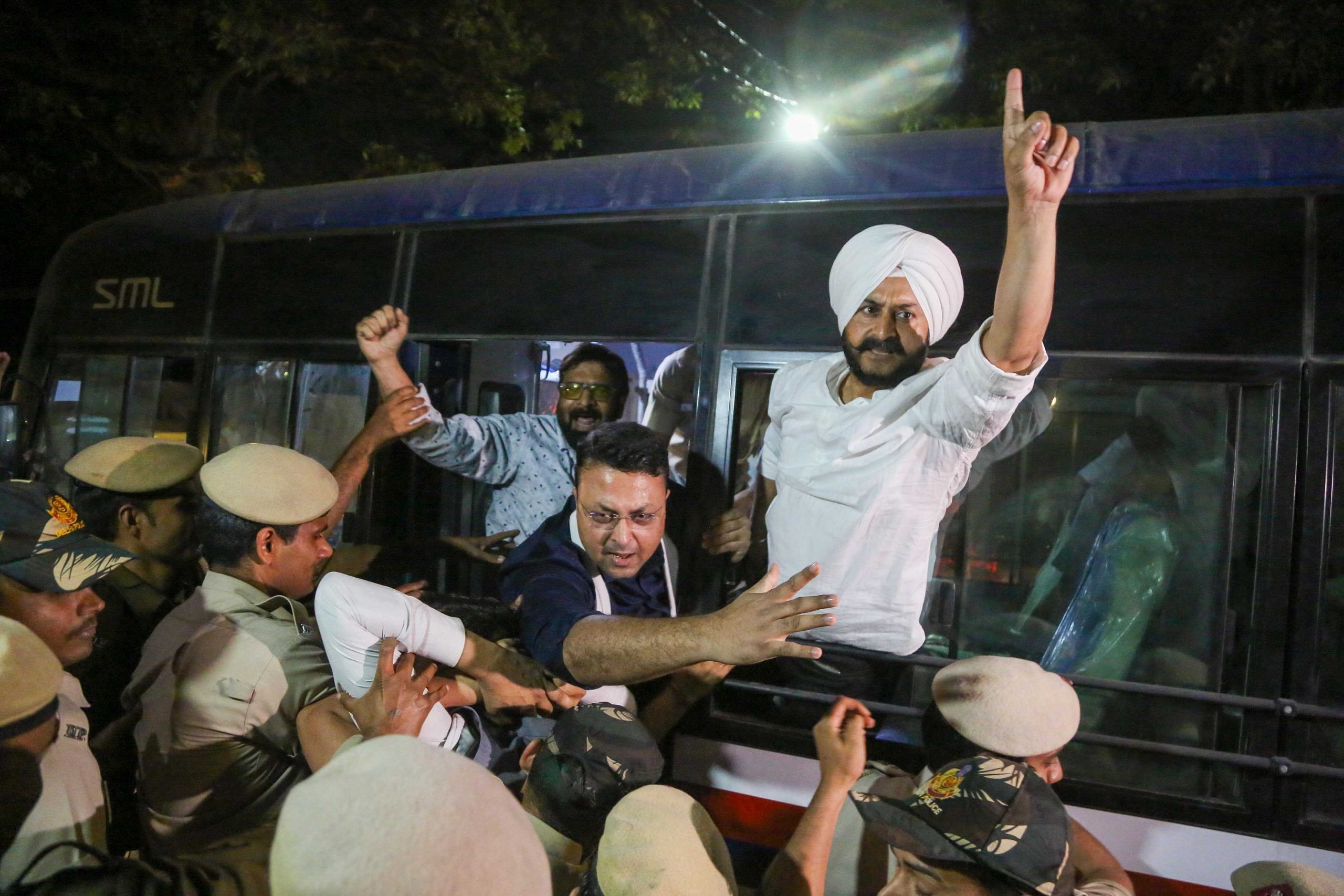 AAP leaders protest Delhi CM Arvind Kejriwal's arrest in the national capital | Suraj Singh Bisht | ThePrint
