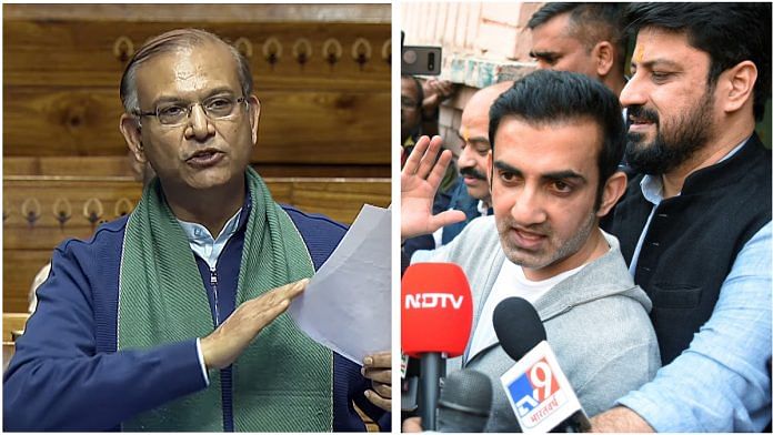 File photos of BJP MP from Hazaribagh Jayant Sinha (L) and BJP MP from East Delhi Gautam Gambhir (R) | ANI