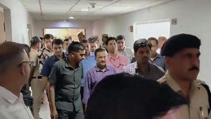 Enforcement Directorate (ED) produces Delhi CM Arvind Kejriwal before Rouse Avenue court Friday following his arrest | Photo: ANI