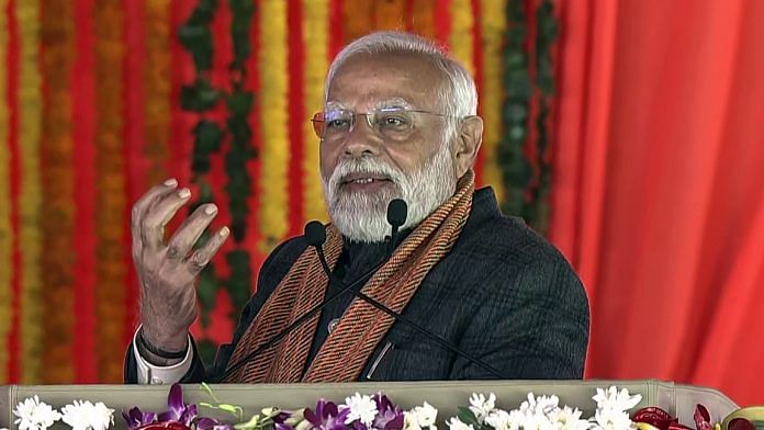 Prime Minister Narendra Modi at Bakshi Stadium in Srinagar, Thursday | ANI