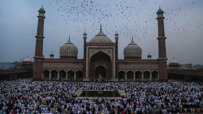 Muslim devotees offer namaz at Delhi’s Jama Masjid | Photo: Suraj Singh Bisht/ThePrint