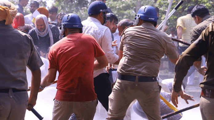 Protest by the Aam Aadmi Party’s Haryana unit outside Chief Minister Nayab Singh Saini’s Kurukshetra residence on 22nd March | Photo Credit: AAP/Facebook