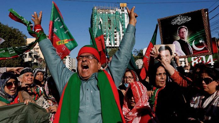 Pakistan Tehreek-e-Insaf protestors gather during a protest, demand free and fair results of the elections | Representative image | Reuters