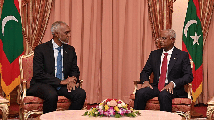 Maldives President Mohamed Muizzu with former President Ibrahim Mohamed Solih | File Photo | Commons