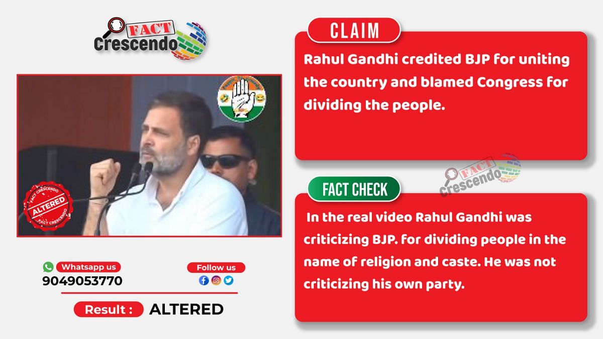 Fact Check: Rahul didn't credit BJP with 'uniting' India, a speech he made in MP's Morena was altered