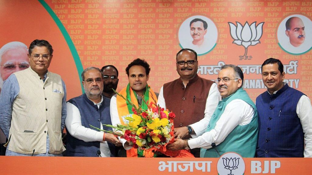 Bahujan Samaj Party (BSP) MP Ritesh Pandey joins Bharatiya Janata Party (BJP) | Photo: ANI Photo