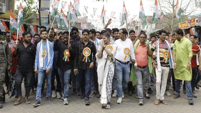 TMC Lok Sabha candidate from Jadavpur Saayoni Ghosh in Polerhat | Credit: Saayoni Ghosh/X
