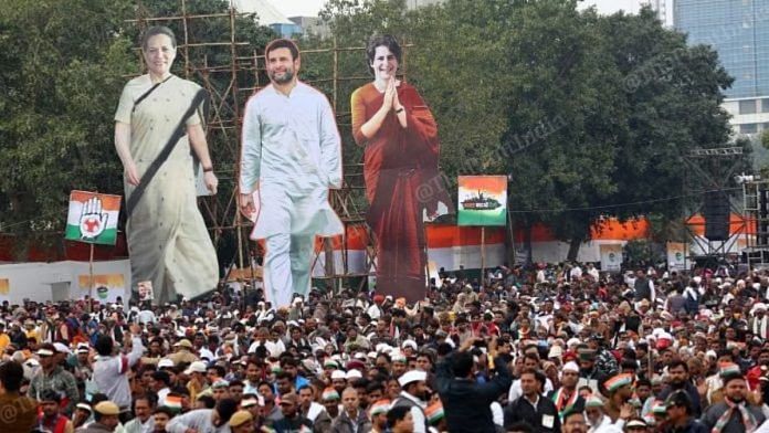 Congress supporters gather at the Bharat Bachao Rally | Representational image | Photo: Suraj Singh Bisht | ThePrint
