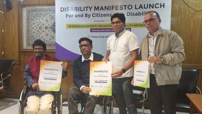 People with disabilities has launched a disability manifesto ahead of the Lok Sabha elections. Photo - Heena Fatima | ThePrint
