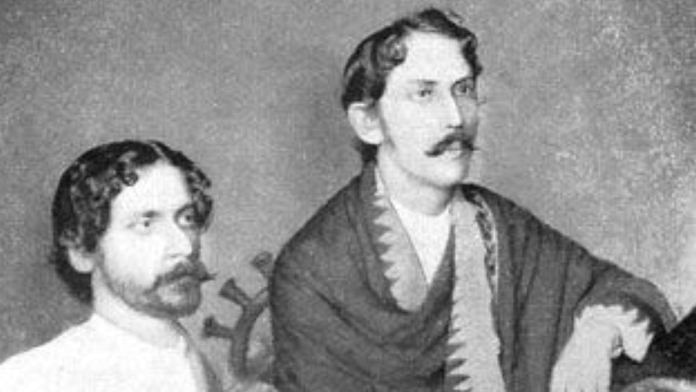 Jyotirindranath Tagore (R) with his brother Rabindranath Tagore | Wikimedia Commons