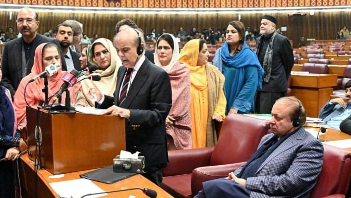 Pakistan's newly elected PM Shehbaz Sharif, delivers speech in the National Assembly building in Islamabad, Pakistan March 3, 2024 | Reuters