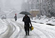 Snowfall in the Shopian region of Jammu & Kashmir | Representational image | ANI