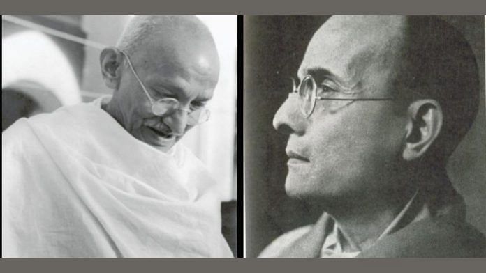 Mahatma Gandhi (left) and V.D. Savarkar (right) | Wikimedia Commons