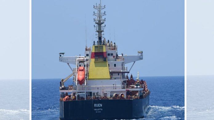 MV Ruen hijacked by pirates | Photo courtesy: Indian Navy