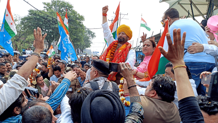 Choudhary Lal Singh is welcomed by his supporters after joining Congress in Jammu | ANI File