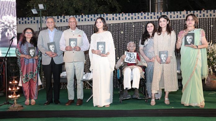 Murlidhar C Bhandare (seated) with his friends and family at the launch of his memoir, The Arc of Memory. | By Special Arrangement