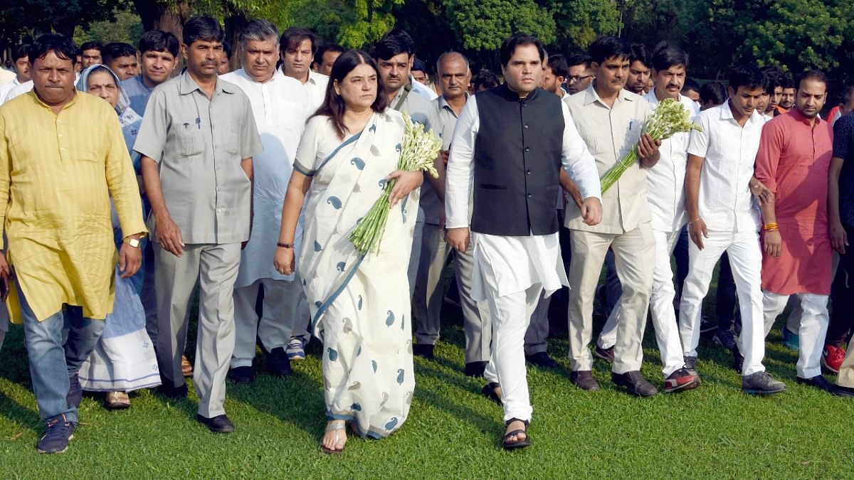 File photo of BJP MPs Maneka and Varun Gandhi | ANI